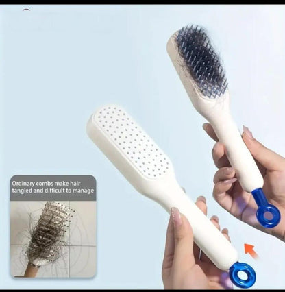 Self cleaning hair comb