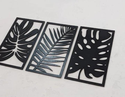 3 pcs leaves wooden wall art