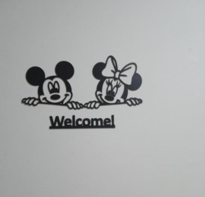 3D mickey and Minnie mouse wooden wall art