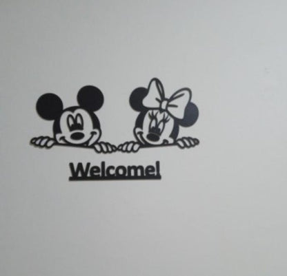 3D mickey and Minnie mouse wooden wall art