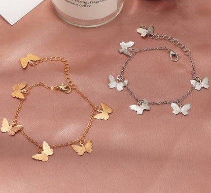 Silver plated artificial stones anklet