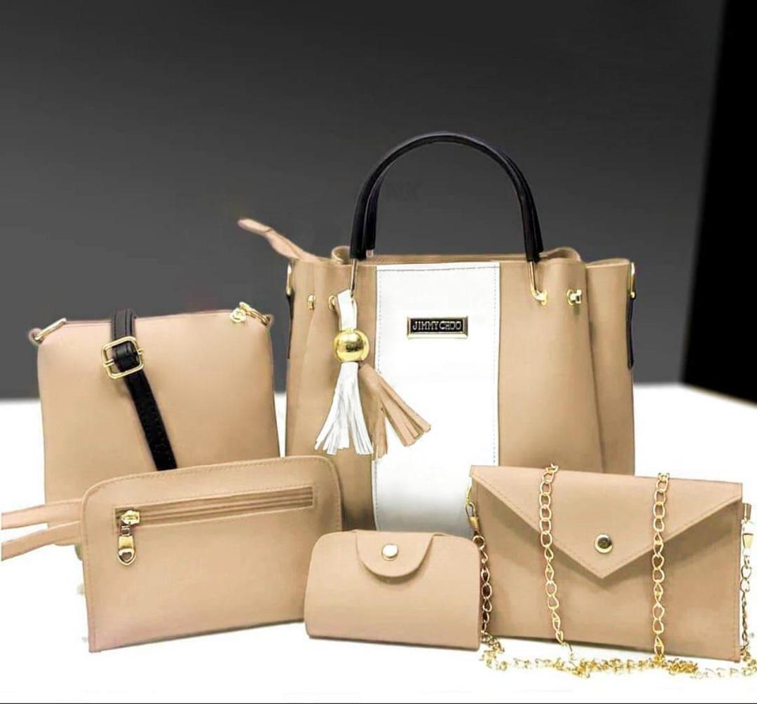 Girl's plain leather handbag set