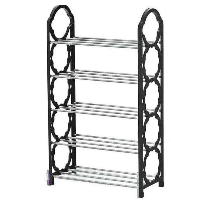 5 layer durable compact black shoe rack