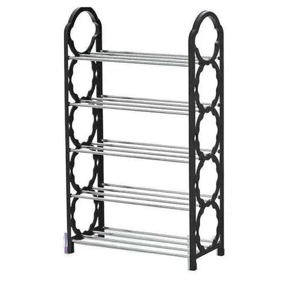 5 layer durable compact black shoe rack