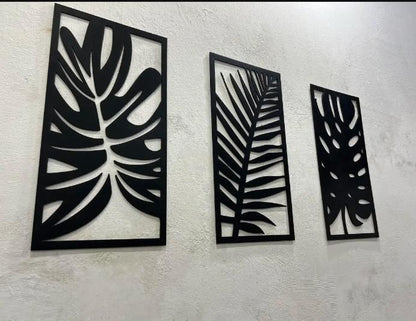 3 pcs leaves wooden wall art