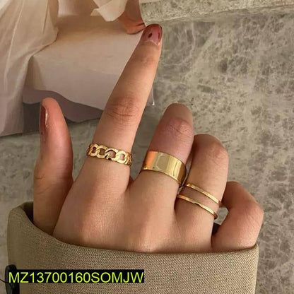 3 PCs alloy gold plated dainty plain rings