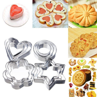 4 different shape stainless steel cookie cutter-12 pcs for easy baking
