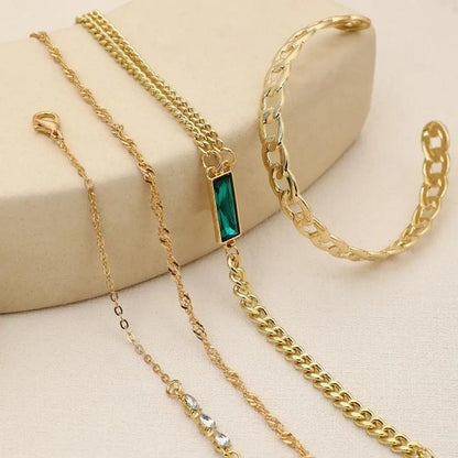 4 PCs gold plated crystal charm bracelet