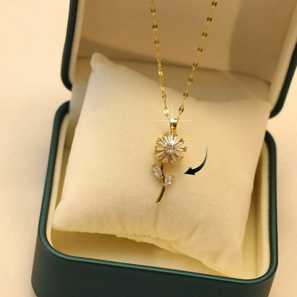 Sunflower design gold plated zircon pendant