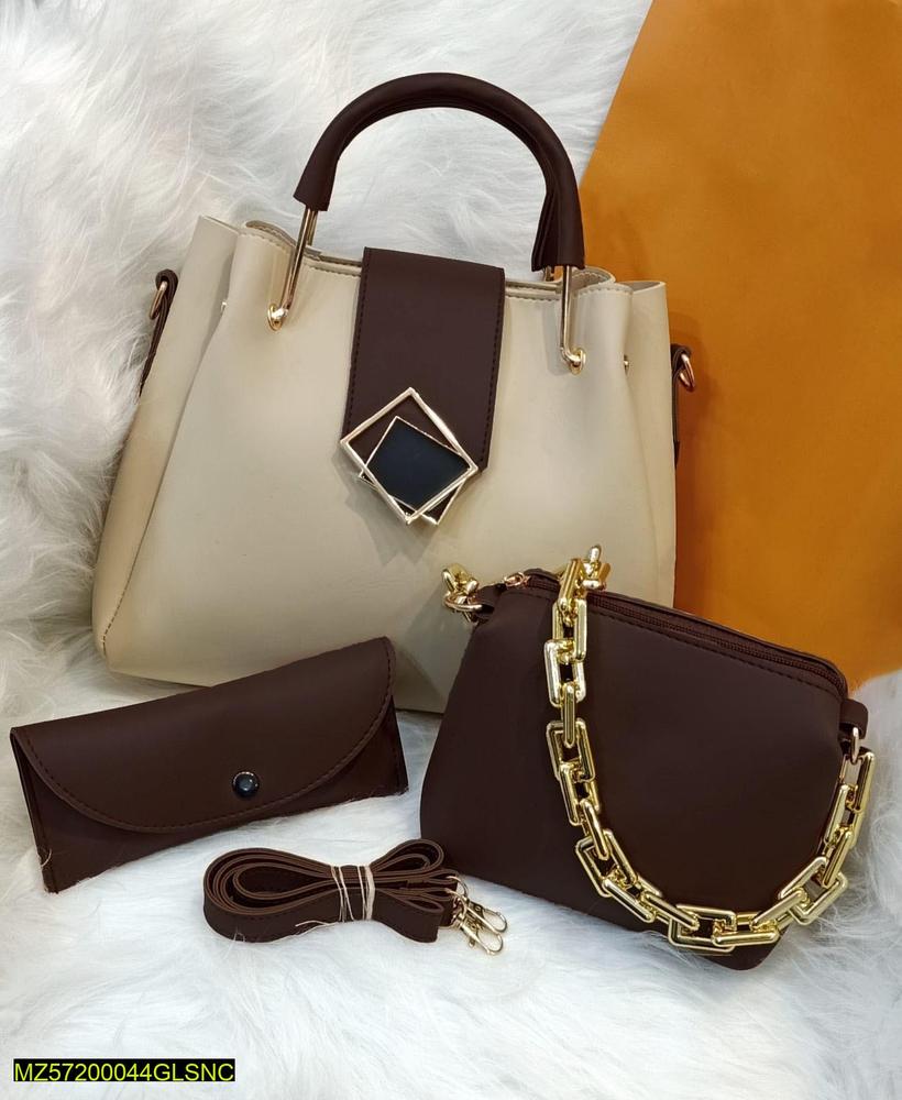 Women's PU leather plain top handle shoulder bag