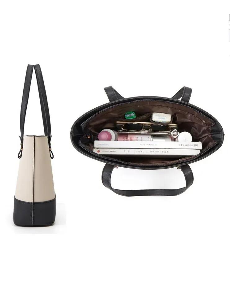 3pcs girl's Rexine plain pattern handbag