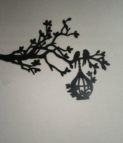3D tree with bird on nest wooden wall art