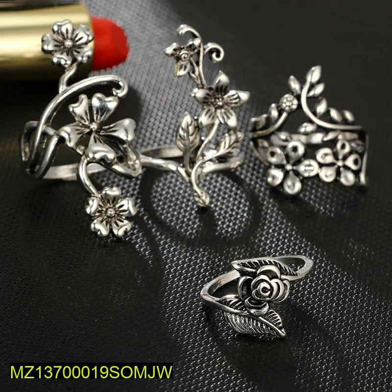 3 PCs antique flower rings