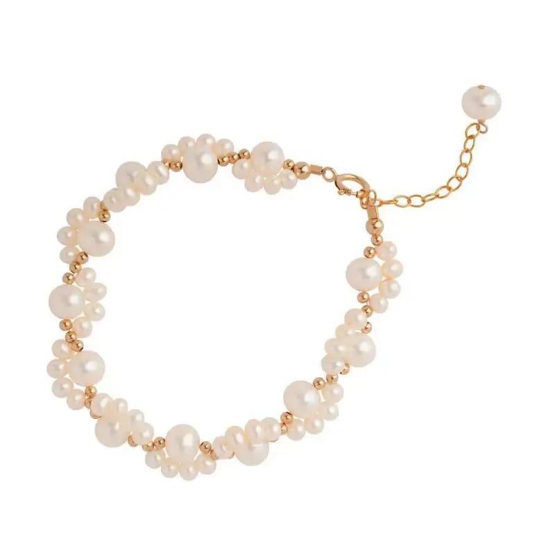 1 PCs gold plated pearl charm bracelet