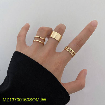 3 PCs alloy gold plated dainty plain rings
