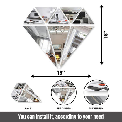 Diamond shape wall mirror, silver