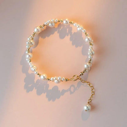 1 PCs gold plated pearl charm bracelet