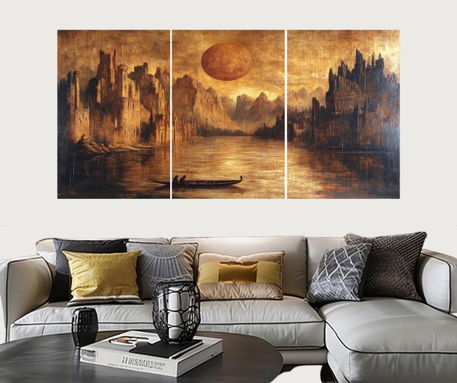 Wooden wall hanging decoration set of 3 pcs