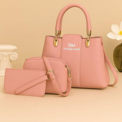 3 pcs Girl's Rexine plain handbag