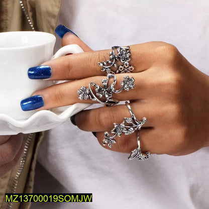 3 PCs antique flower rings