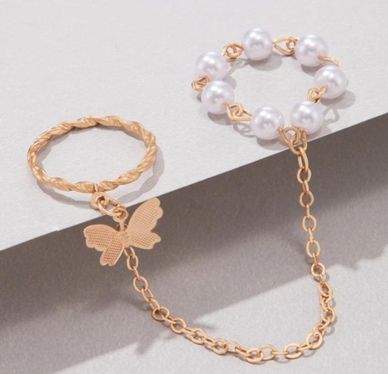 Gold plated adjustable ring set