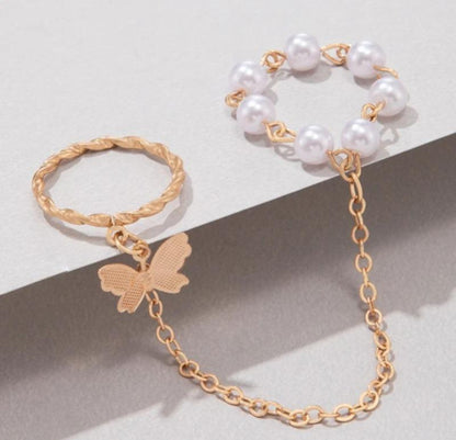 Gold plated adjustable ring set