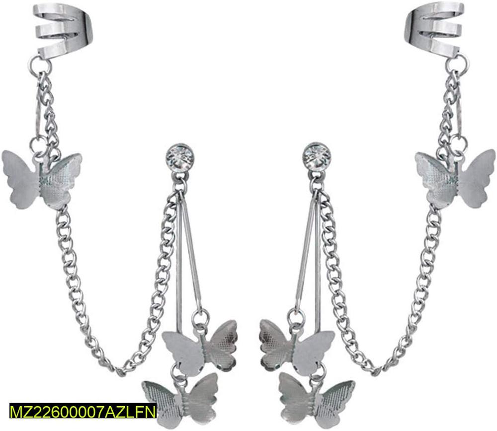 Trendy silver butterflies air cuffs