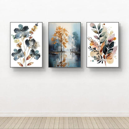 Multicolor abstract art wall frames-set of 3