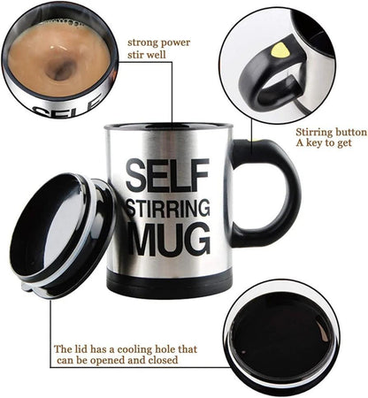 Easy to use self stirring mug