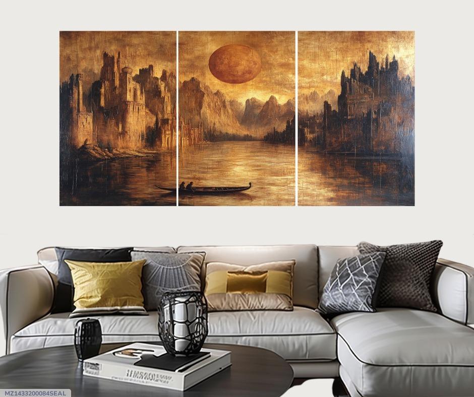 Wooden wall hanging decoration set of 3 pcs