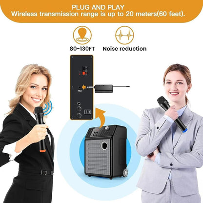LT-105 UHF cordless dynamic mic system with dual wireless mic and rechargeable receiver