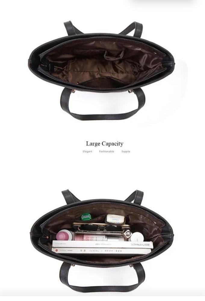 3pcs girl's Rexine plain pattern handbag