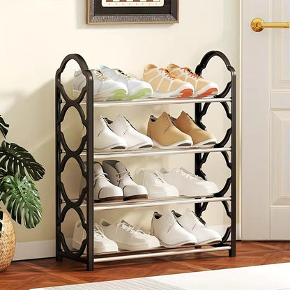 5 layer durable compact black shoe rack
