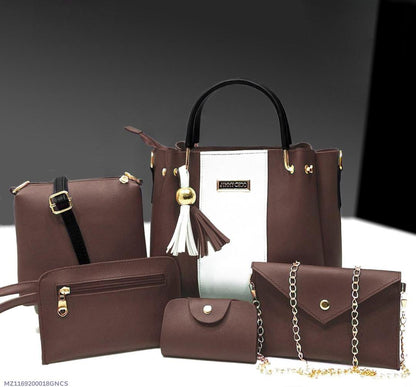 Girl's plain leather handbag set