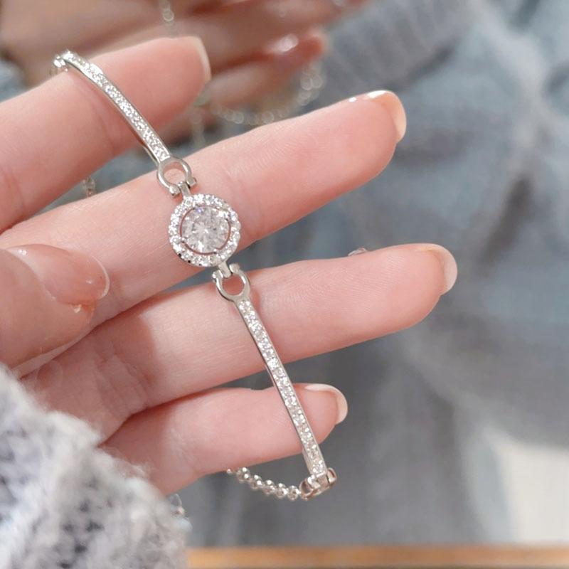 1 PCs silver plated rhinestone chain bracelet