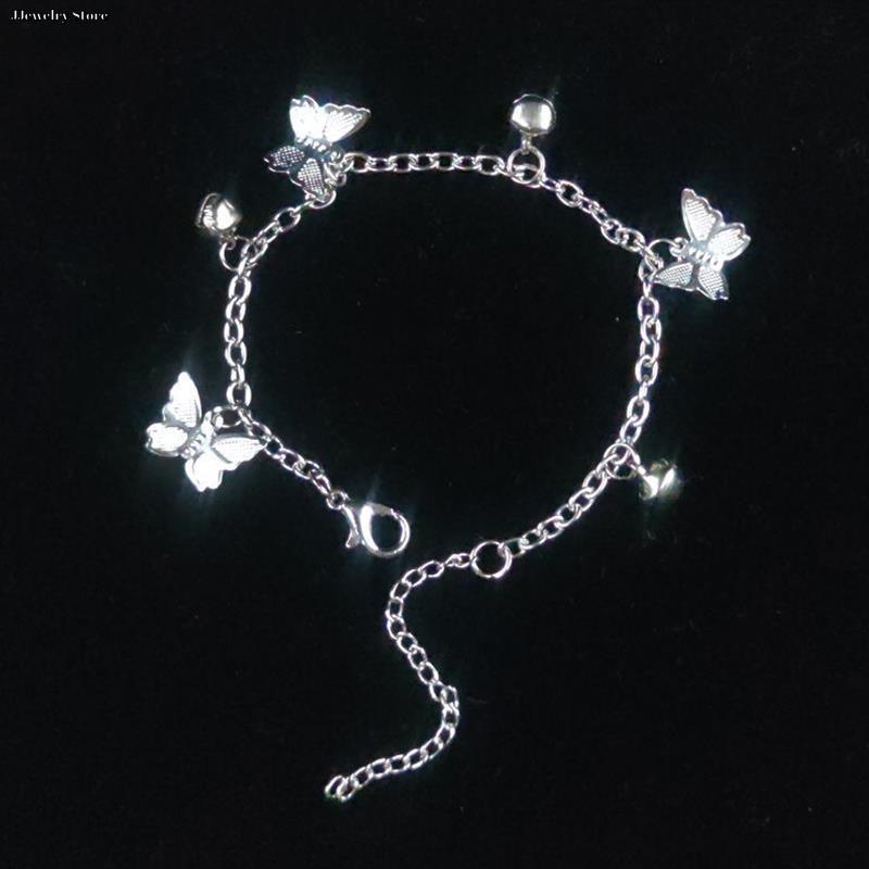 1 PCs silver plated butterfly hanging chain bracelet