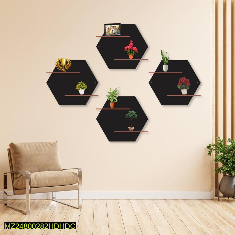 Hexa wall hanging double shelves-pack of 4