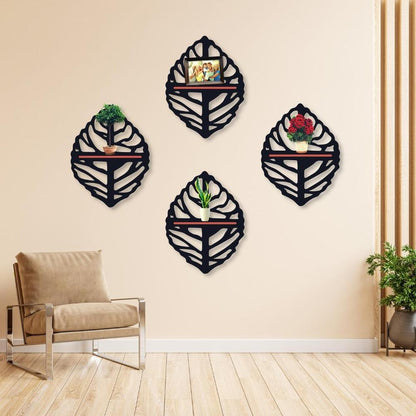 Leaves wall hanging double shelves,pack of 4