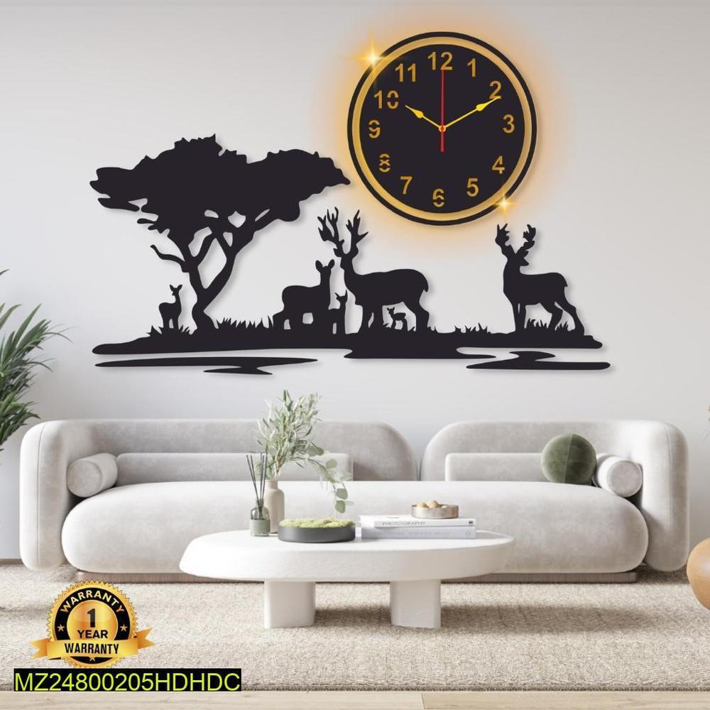 Grazing deer design laminated Wall clock