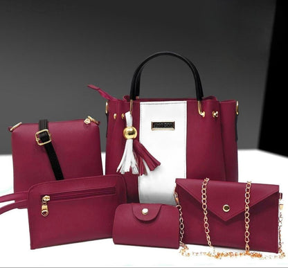 Girl's plain leather handbag set