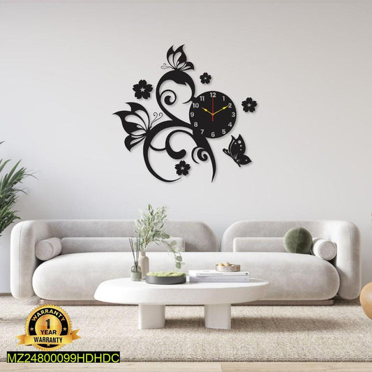 Flower butterfly wall clock