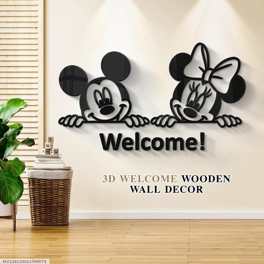 3D mickey and Minnie mouse wooden wall art