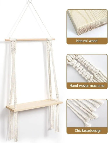 Homemade macrame wall hanging shelf
