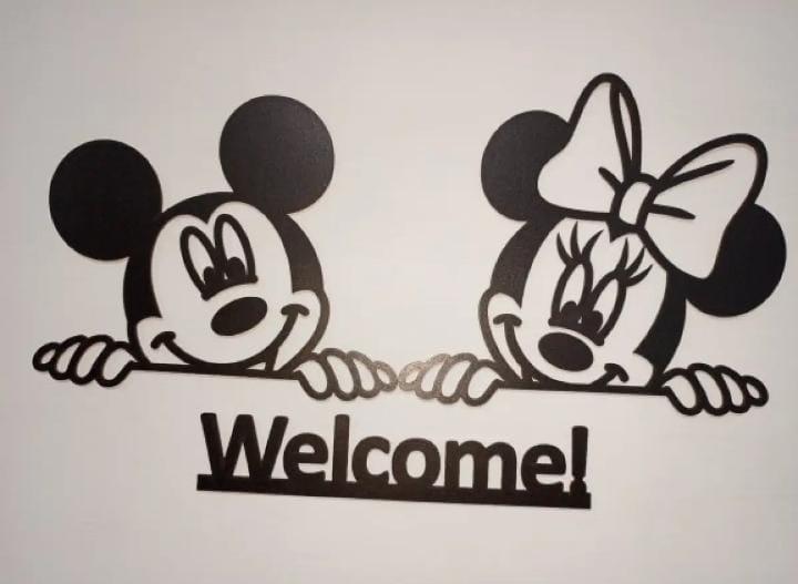 3D mickey and Minnie mouse wooden wall art