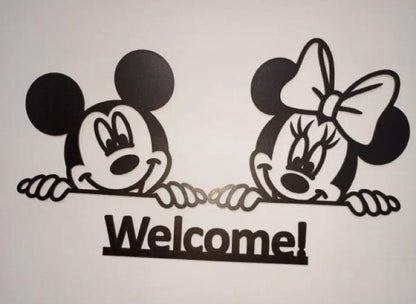 3D mickey and Minnie mouse wooden wall art