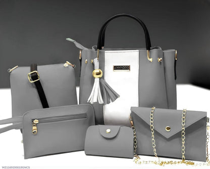 Girl's plain leather handbag set