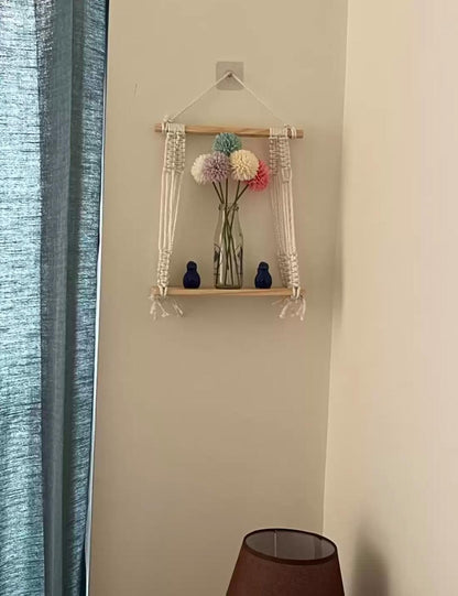 Homemade macrame wall hanging shelf