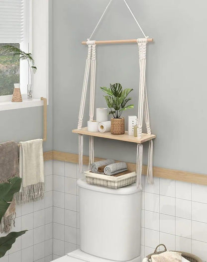 Homemade macrame wall hanging shelf