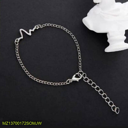 1 PCs alloy silver pated unisex heartbeat bracelet