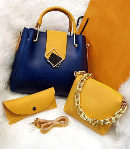 Women's PU leather plain top handle shoulder bag